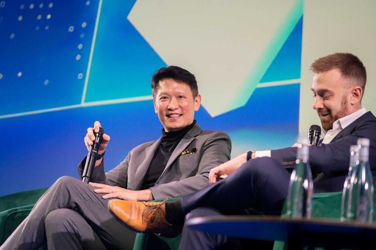 Binance CEO Richard Teng (left), speaking in Paris this month, faces numerous regulatory challenges.